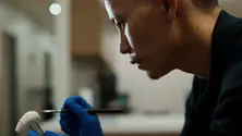 Patient in profile during a treatment-room appointment