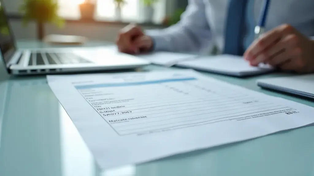 High angle view of dental cost estimate paperwork on a desk